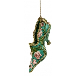 Christmas tree ornament, green shoe, 12,5 cm